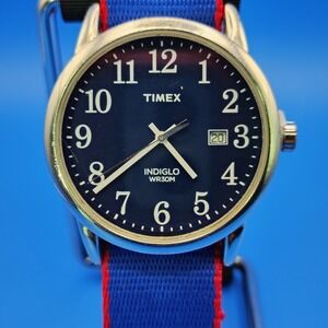 2013 Timex Date Blue Dial 39mm Mens Quartz Field Watch New Nato Strap